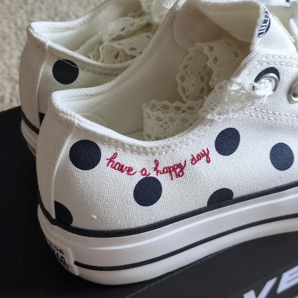 Converse Women's' All Star Lift White and Black Polka Dot Sneakers - Picture 3 of 6